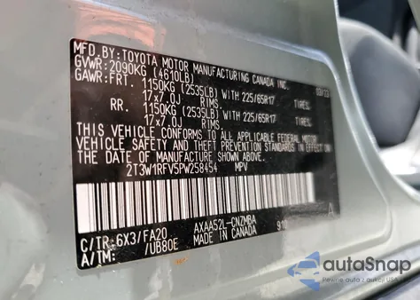 2023 Toyota Rav4 Xle z USA, uszkodzony, nr VIN 2T3W1RFV5PW258454